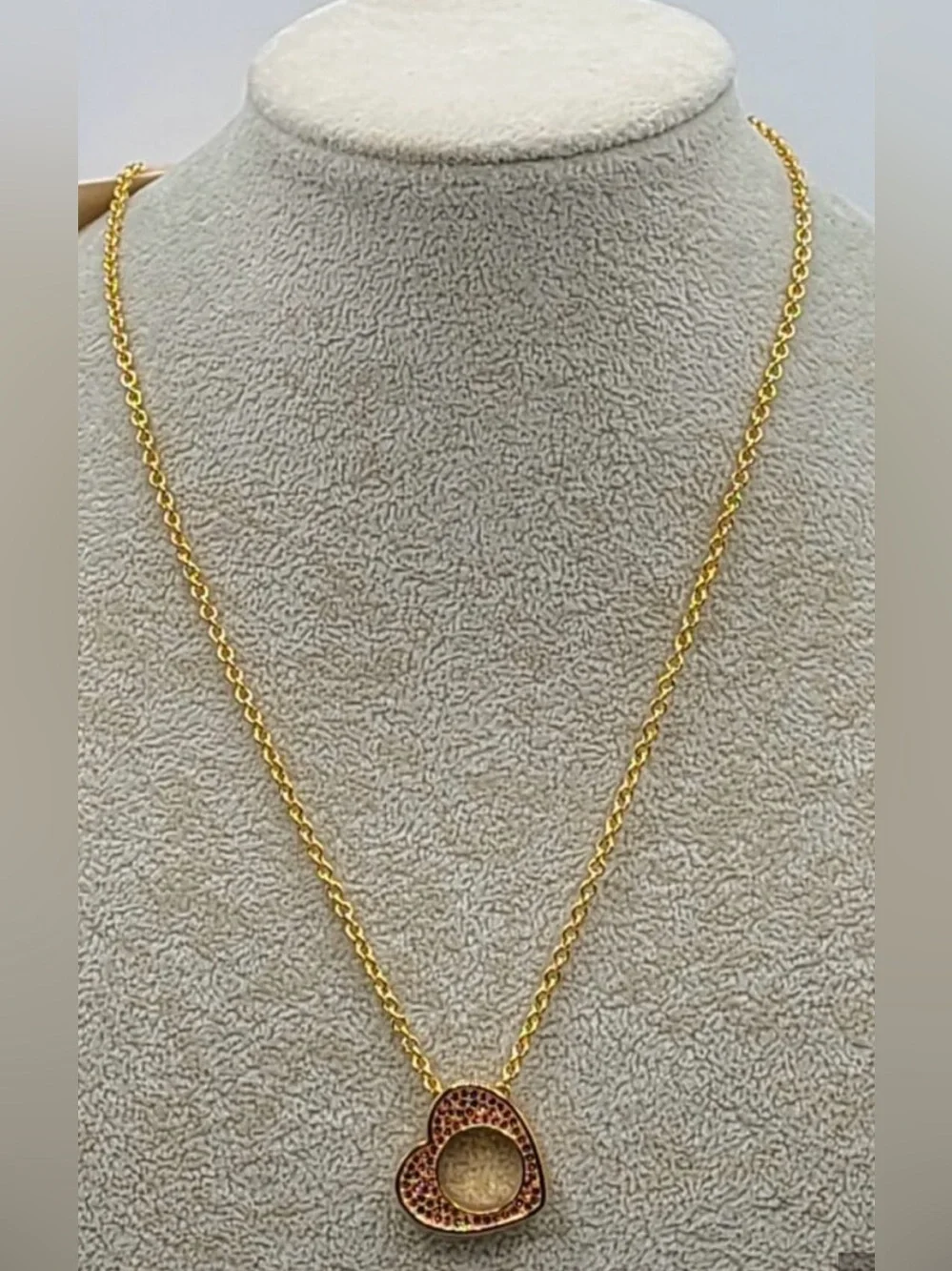 Kurt Geiger Gold-tone Heart Pendant Necklace with Pink Stones